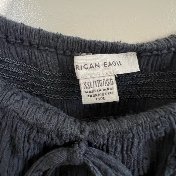 AE Washed Black Long-Sleeve Ruffle Mini Dress - Picture 5 of 8